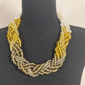 Ann Taylor Statement Necklace Olive smoke Glass Beads